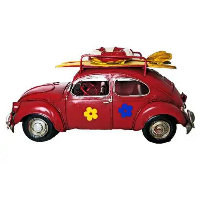 OddBits-Vintage Red Handmade VW Beetle Model