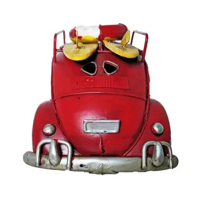 OddBits-Vintage Red Handmade VW Beetle Model