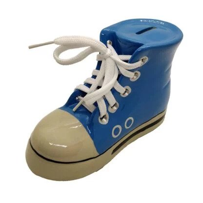 OddBits-Converse style ceramic sneakers money piggy bank with real laces"Blue"