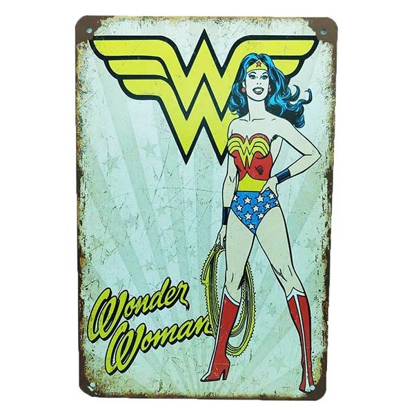 OddBits-Vintage Tin Signs Wonder Woman Whip
