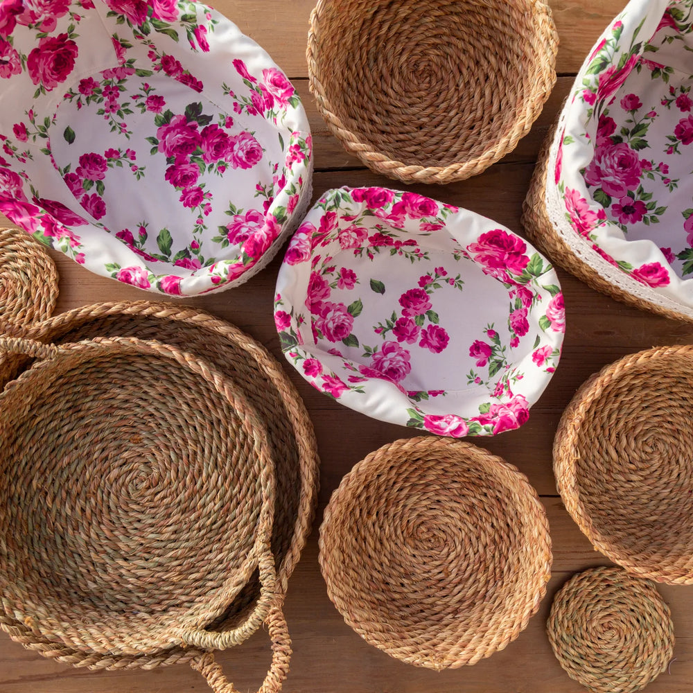 Country Charm-Fleur Collection Halfa Round Basket