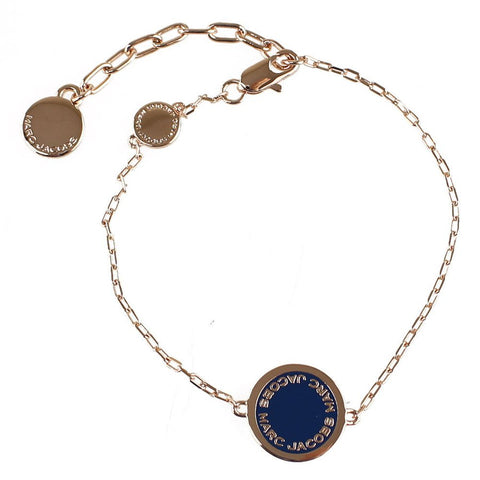 Marc Jacobs-MARC JACOBS Navy/Rose Gold Logo Disc Enamel Bracelet
