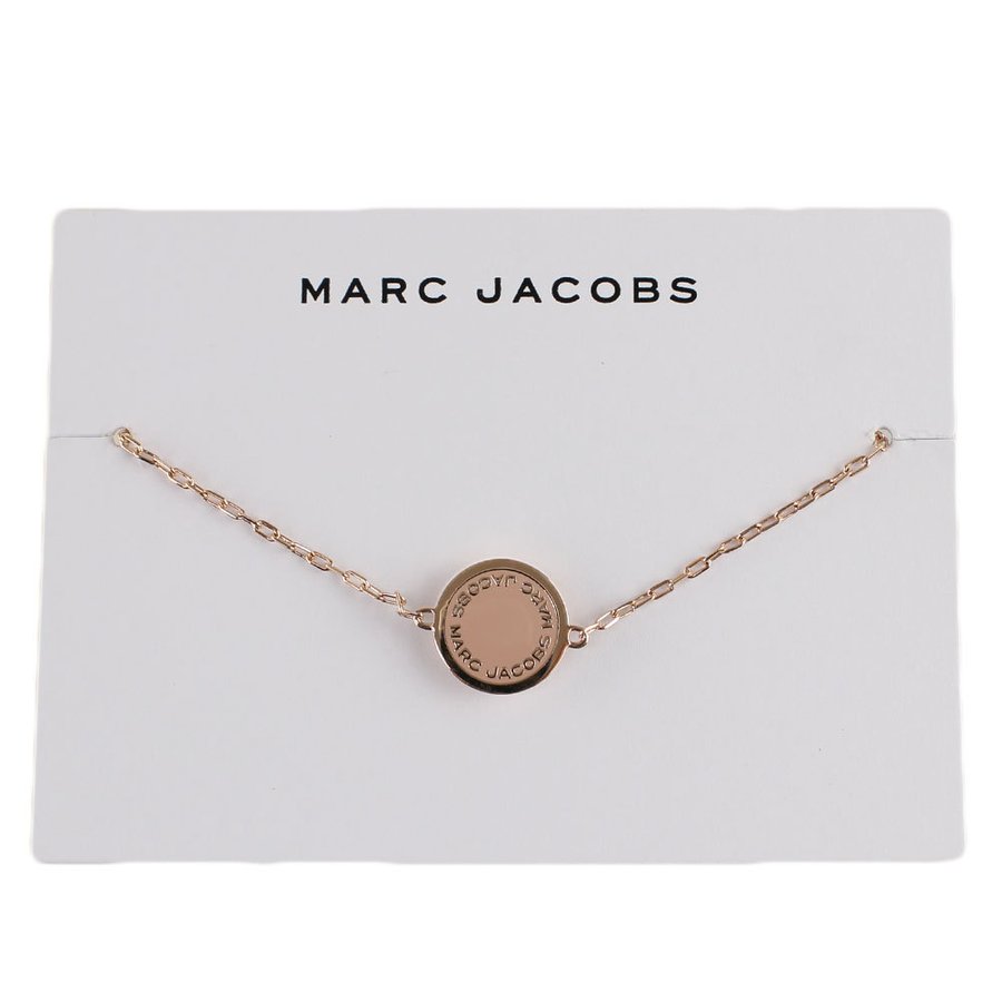 
            
                Load image into Gallery viewer, Marc Jacobs-MARC JACOBS Peach/Rose Gold Logo Disc Enamel Bracelet
            
        