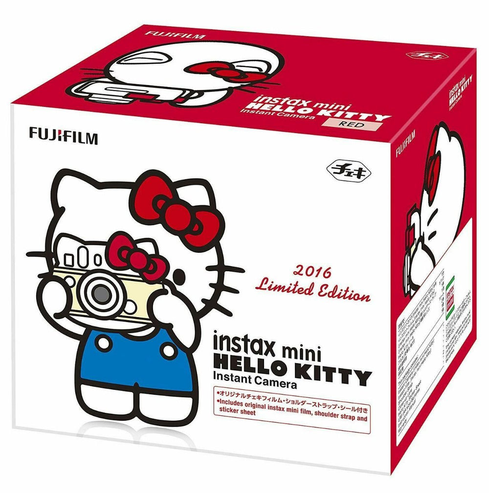 FujiFilm-INSTAX Mini 8 Hello Kitty Instant Camera With Film Sheet Shoulder Strap and Sticker Sheet
